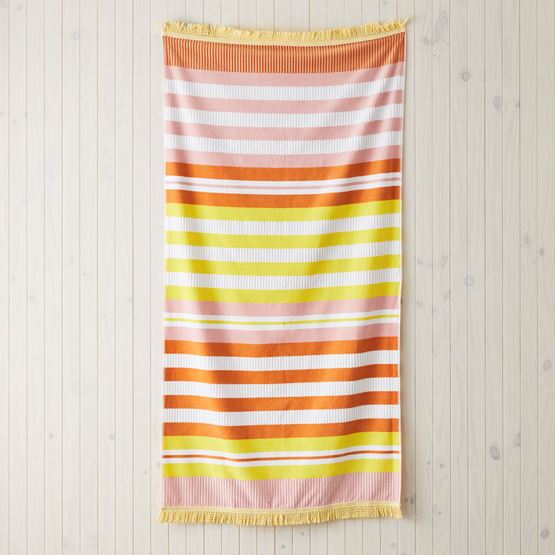 Velour Holiday Stripe Pink Beach Towel