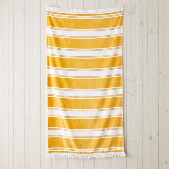 Velour Summer Stripe Yellow Beach Towel