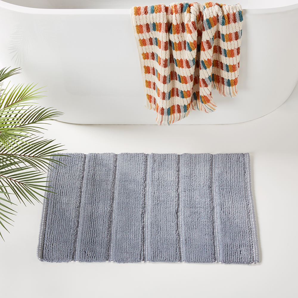 Dakota French Blue Stripe Bath Mat Bathroom Adairs