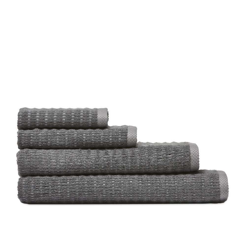 Navara Ribbed Coal Cotton Bamboo Towel Range Towels Adairs