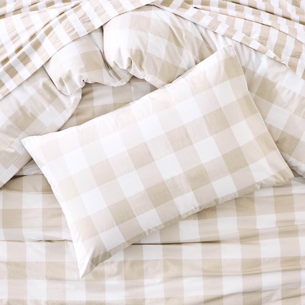 Derby Natural Gingham Quilt Cover Set Adairs