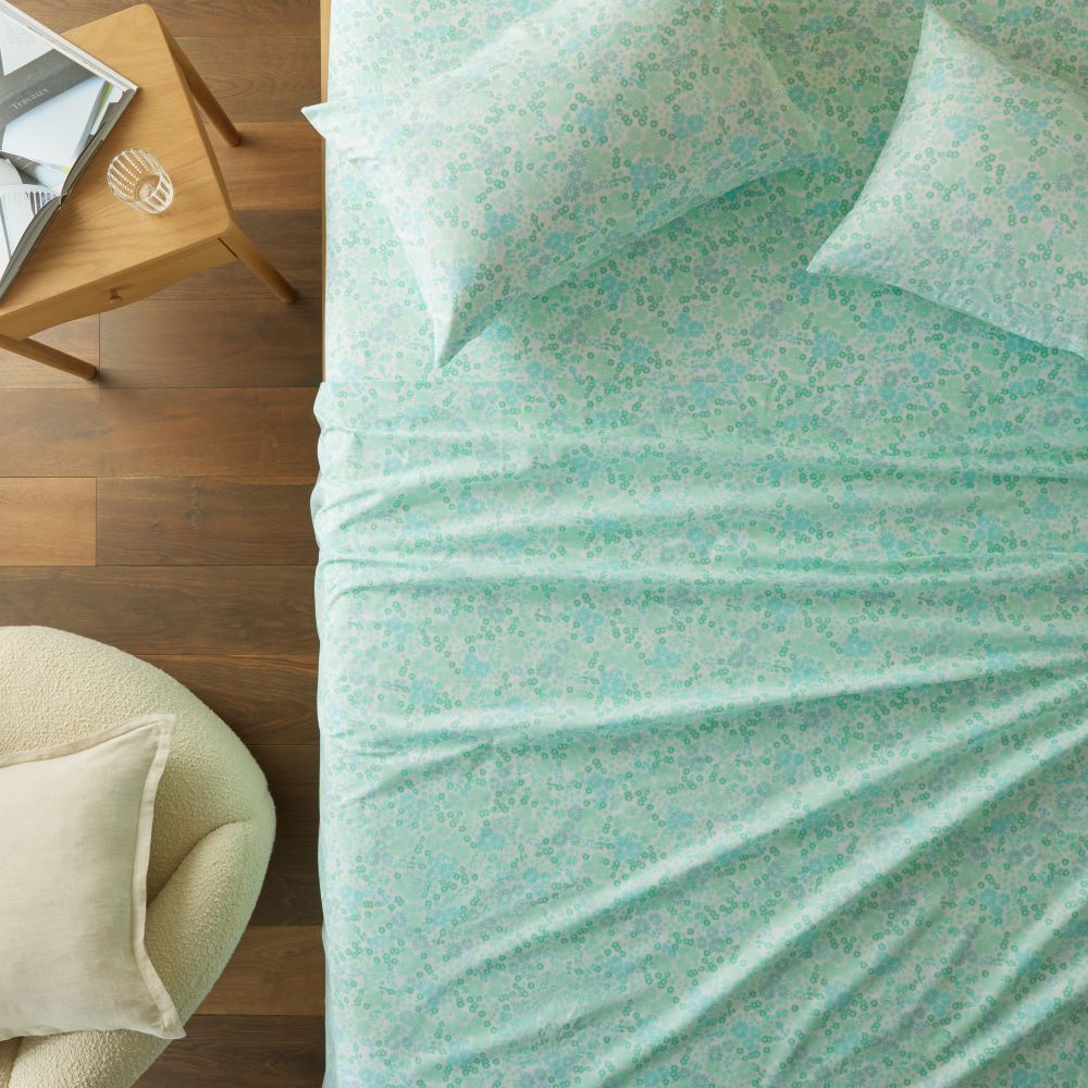 Blue Floral Printed Percale Sheet Set Adairs
