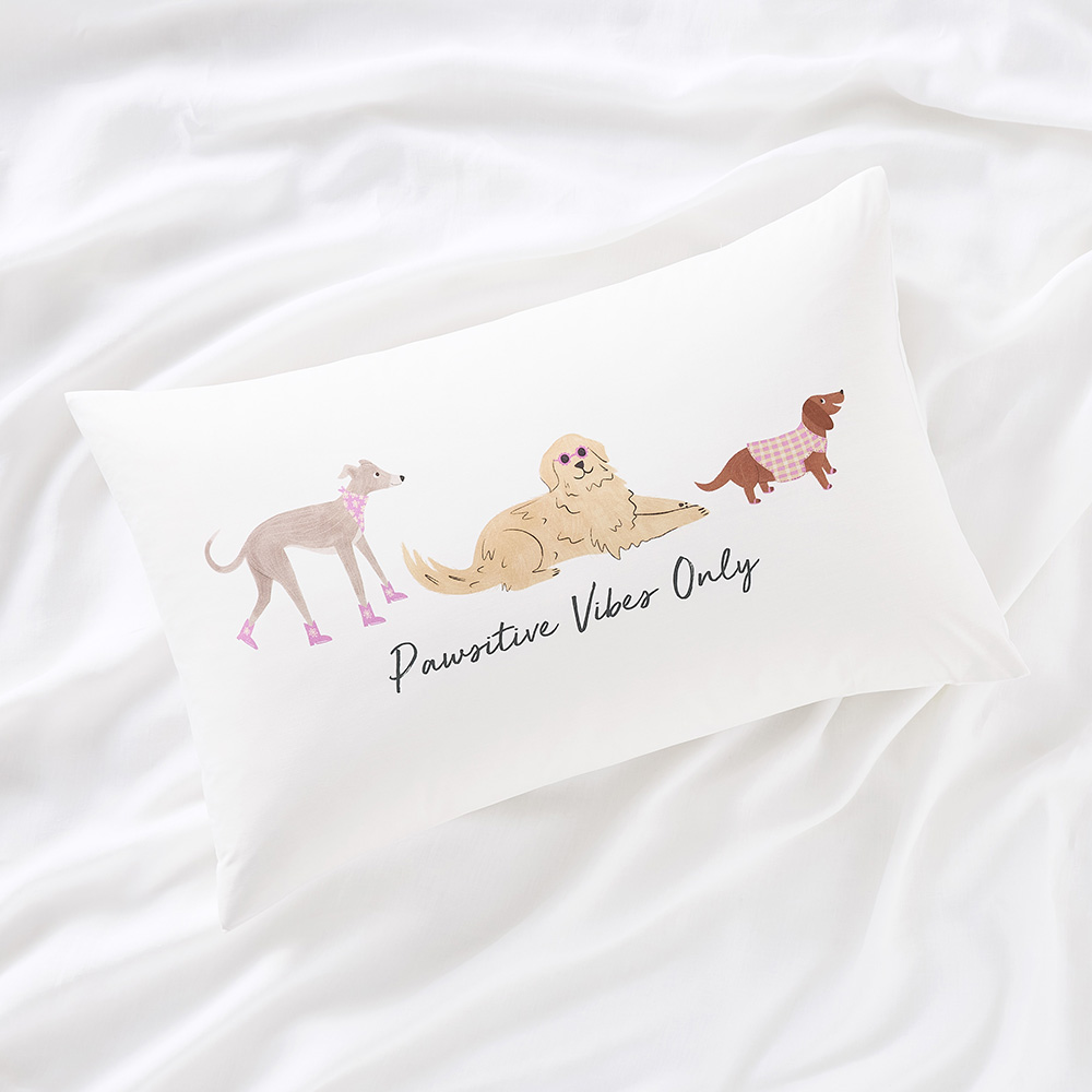 Pawsitive Vibes Only Text Pillowcase Adairs