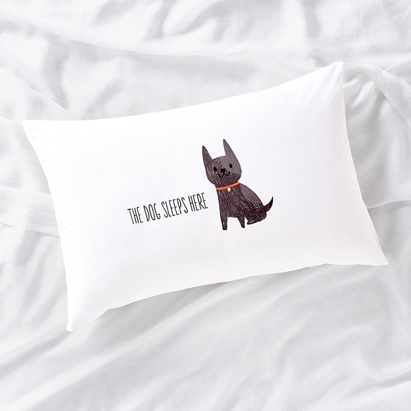 The Dog Sleeps Here Text Pillowcase