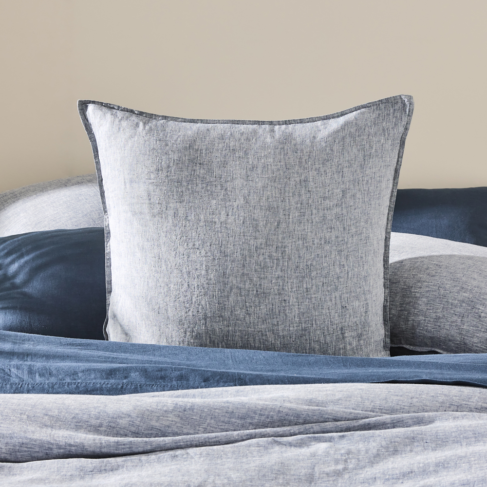 Vintage Washed Linen Navy Marle Pillowcases Adairs