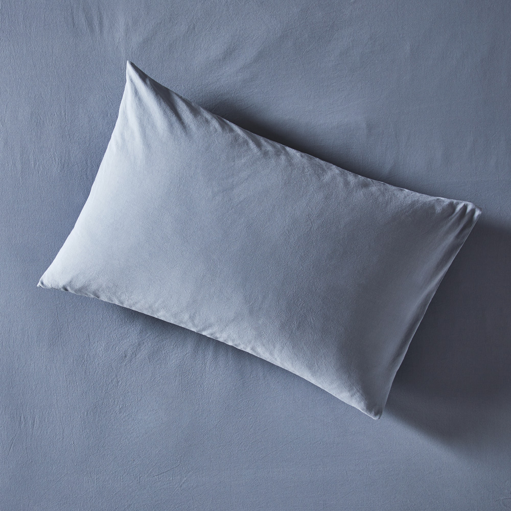 Stonewashed Cotton Storm Blue Pillowcases Adairs