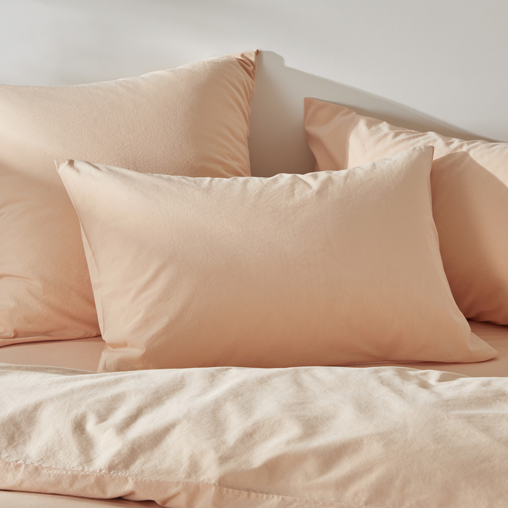Stonewashed Cotton Pale Peach Pillowcases Adairs