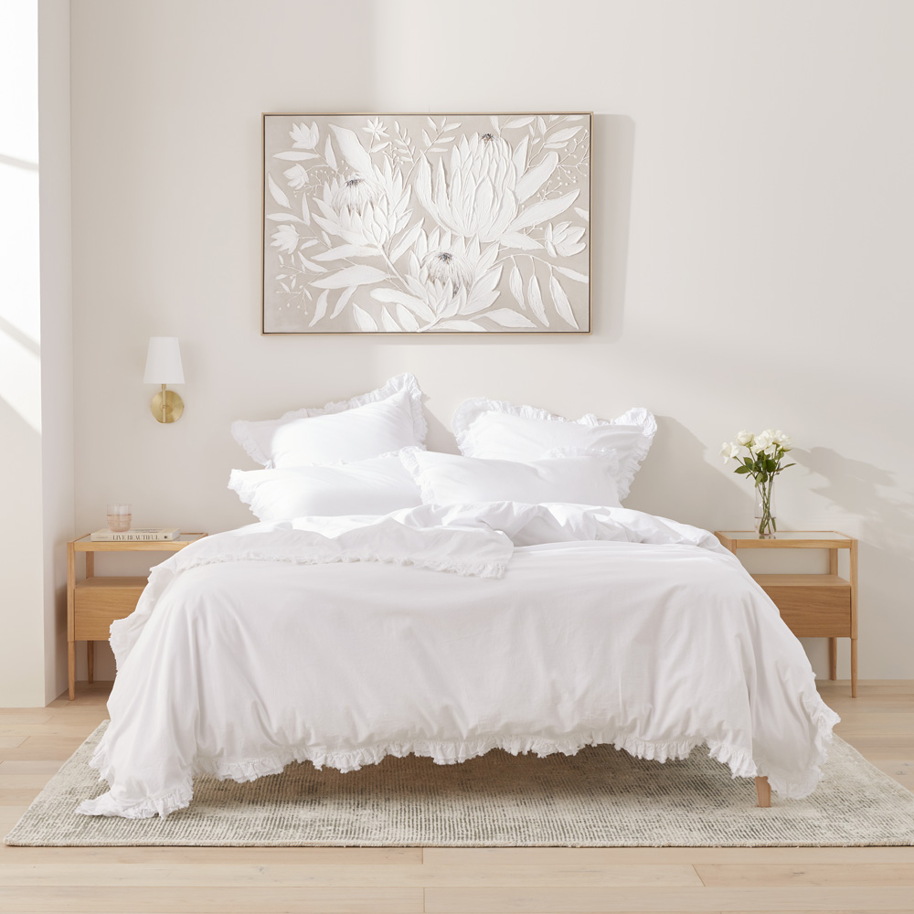Stonewashed Cotton Ruffle White Quilt Cover Separates Adairs