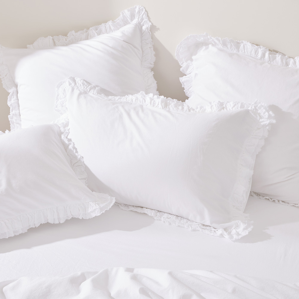 Stonewashed Cotton Ruffle White Quilt Cover Separates Adairs