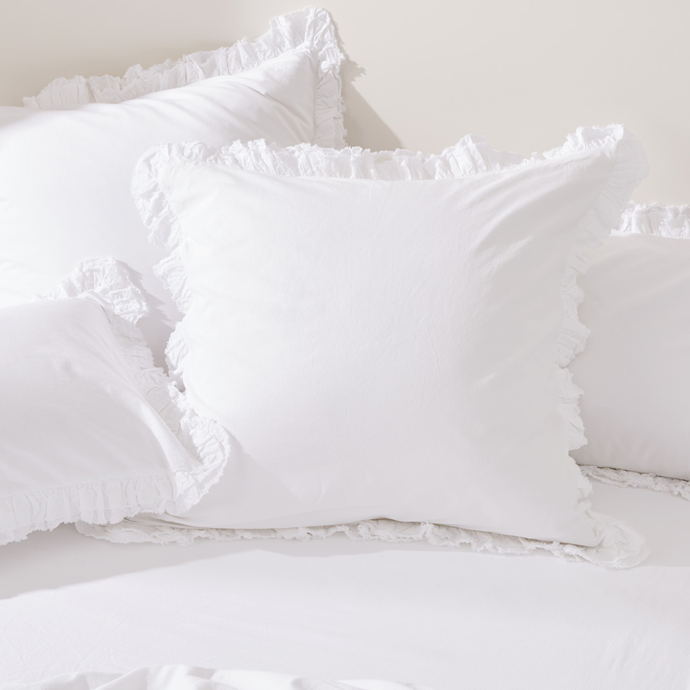 Stonewashed Cotton Ruffle White Quilt Cover Separates Adairs