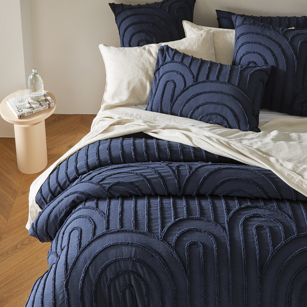 Archie Navy Tufted Quilt Cover Separates Bedroom Adairs