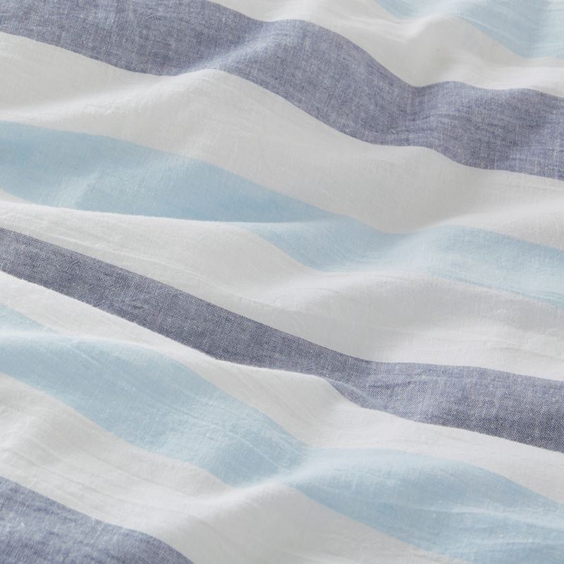 Vintage Washed Linen Cotton Atlantic Stripe Blue Quilt Cover Set + Separates
