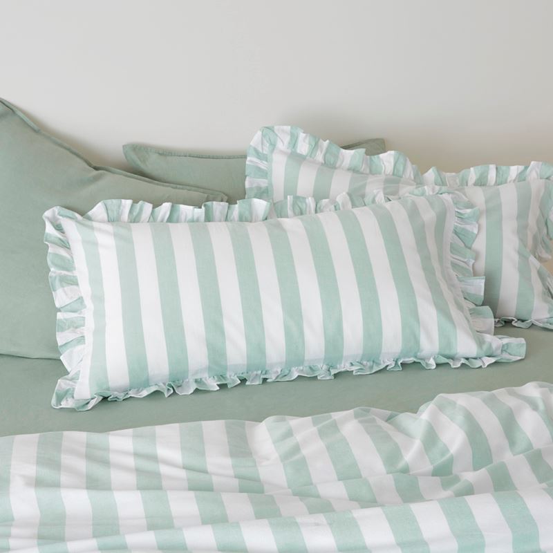 Ruffle Mint Blue Stripe Quilt Cover Set + Separates