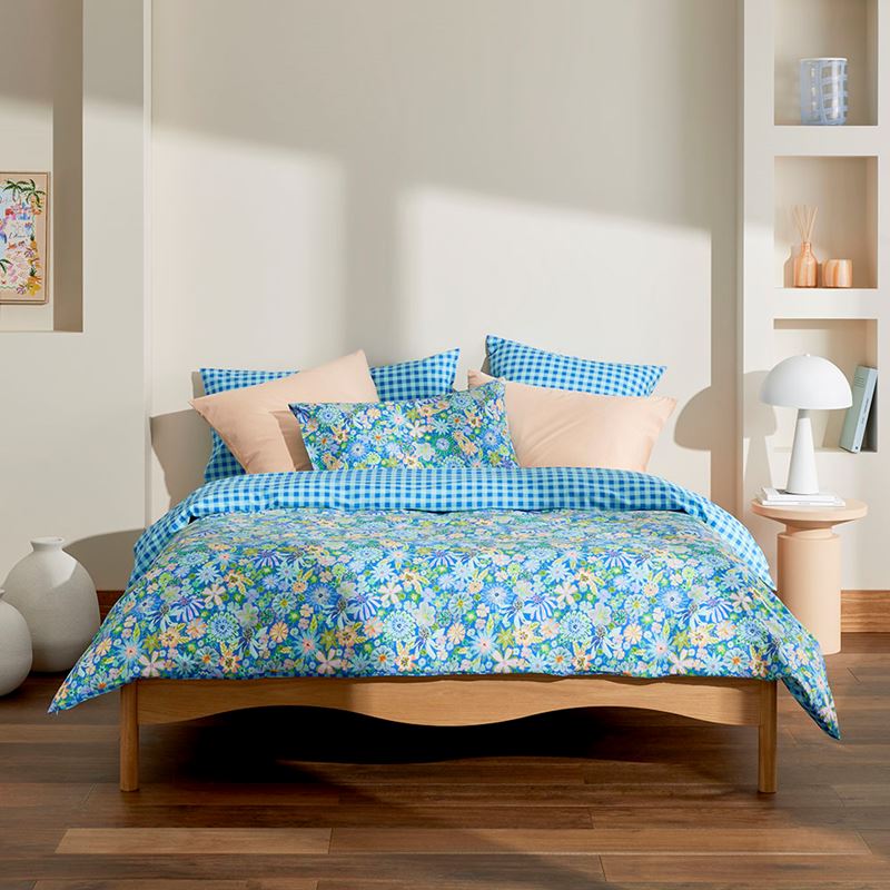 Sia Marine Blue Floral Quilt Cover Set + Separates