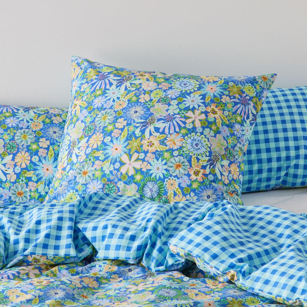 Blue Floral Quilt Cover