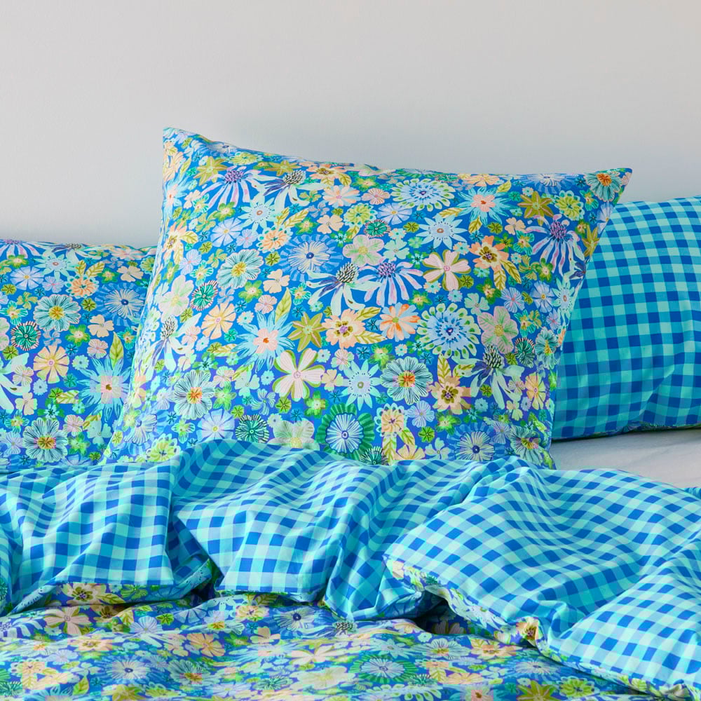 Blue Floral Quilt Cover Blue Floral Quilt Cover