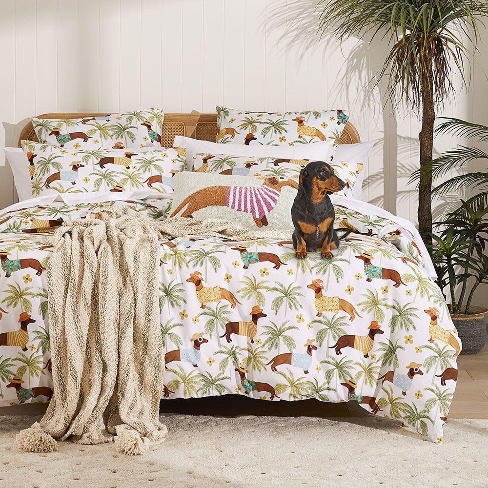 Summertime Dachshund Green Quilt Cover Set Separates Adairs