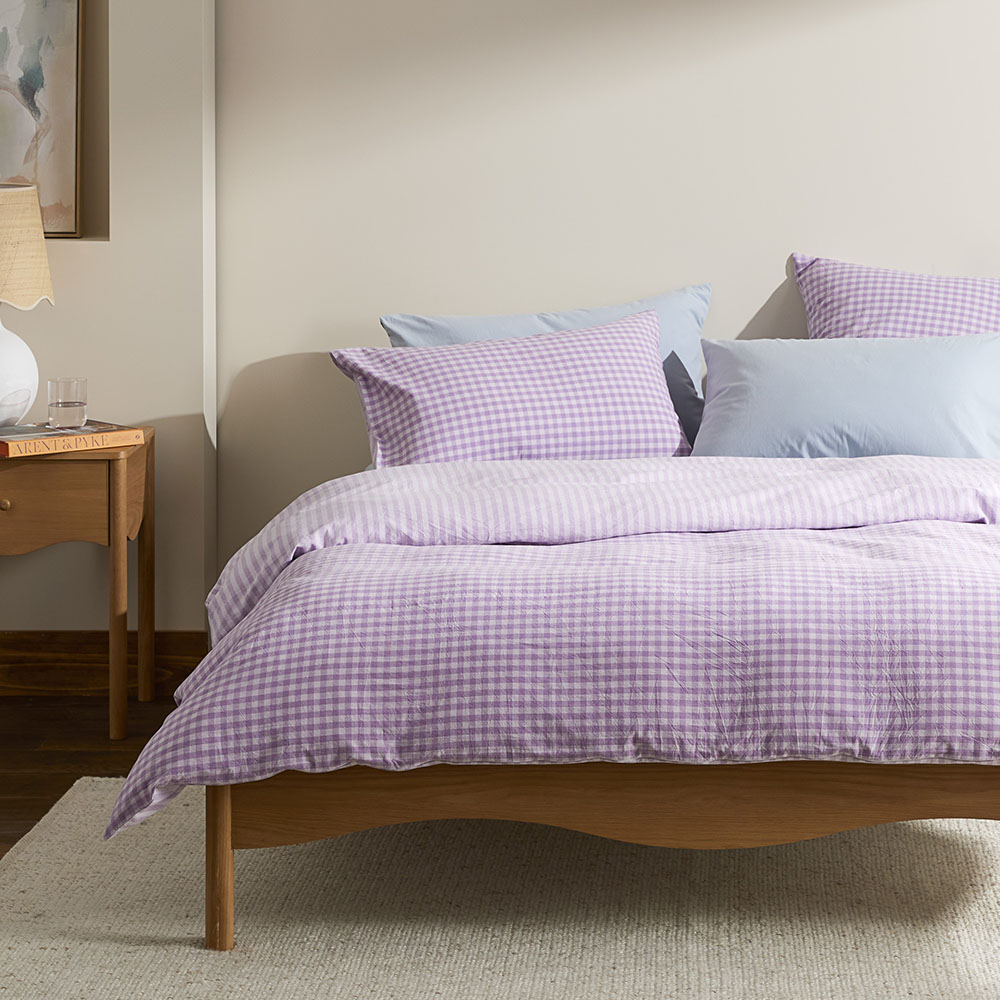 Carrie Lilac Gingham Quilt Cover Set + Separates Adairs