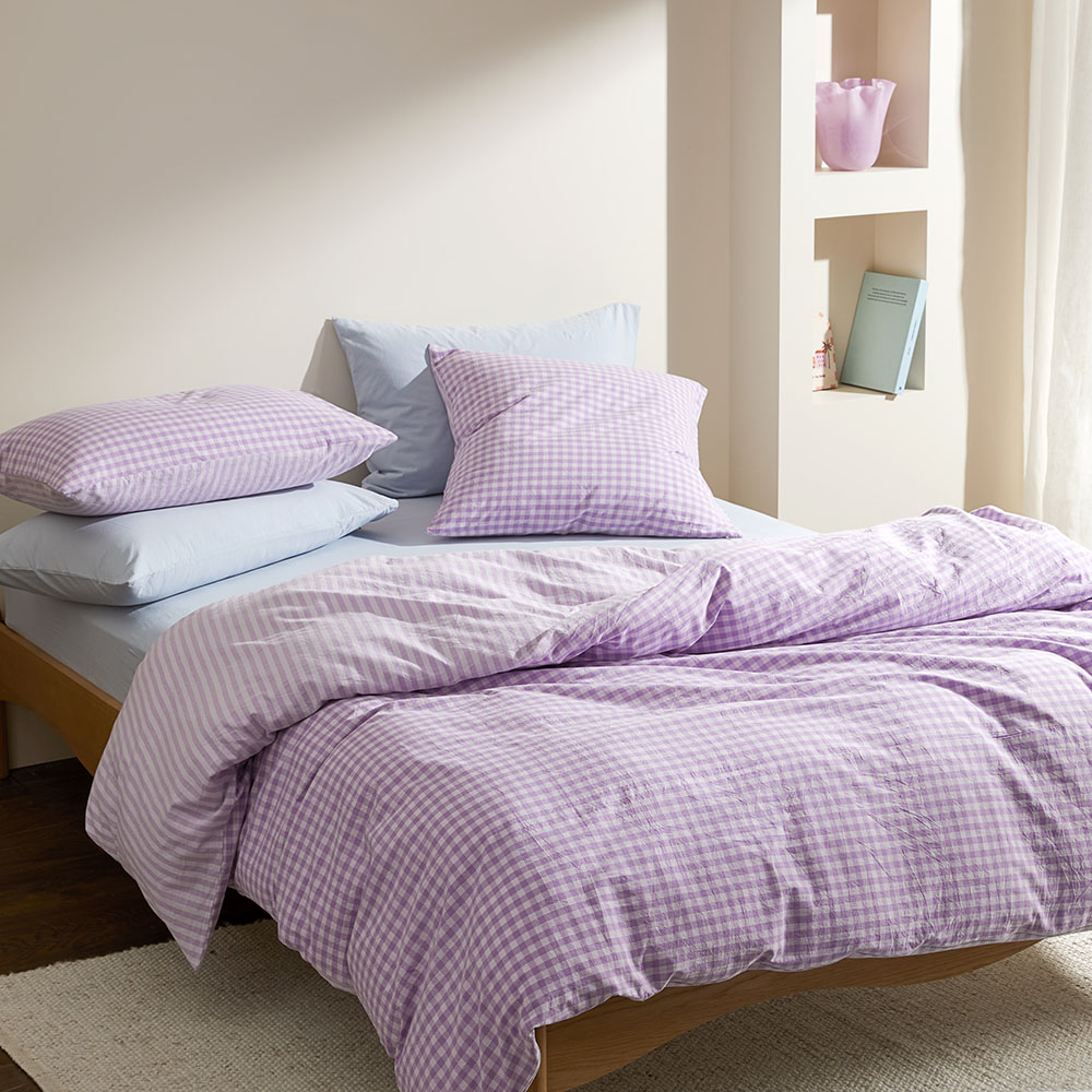 Carrie Lilac Gingham Quilt Cover Set + Separates Adairs