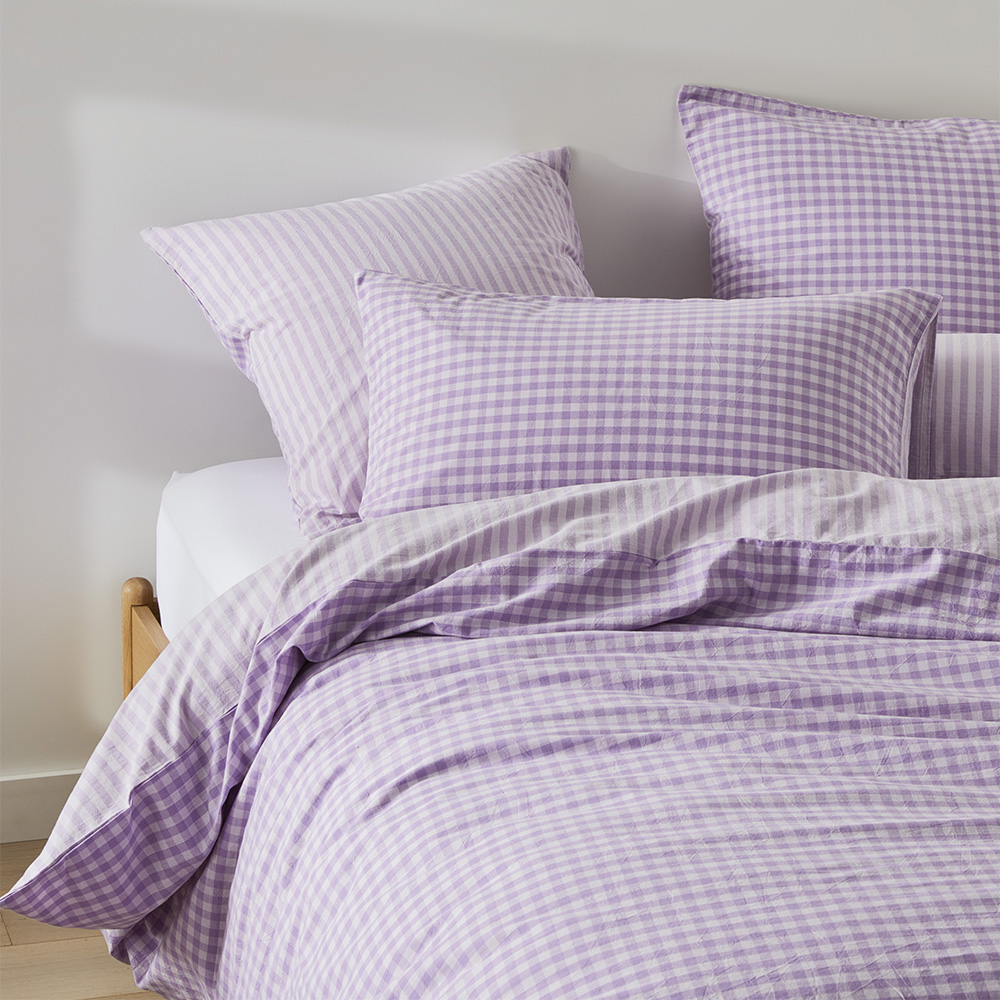 Carrie Lilac Gingham Quilt Cover Set + Separates Adairs