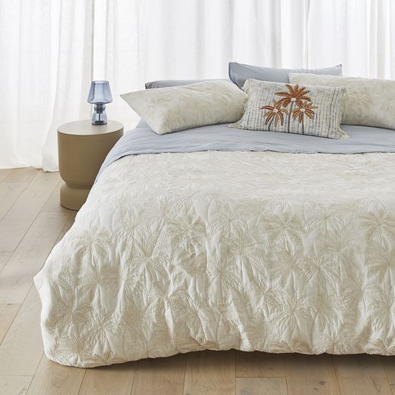 Coconut Palm Natural Quilted Quilt Cover Separates