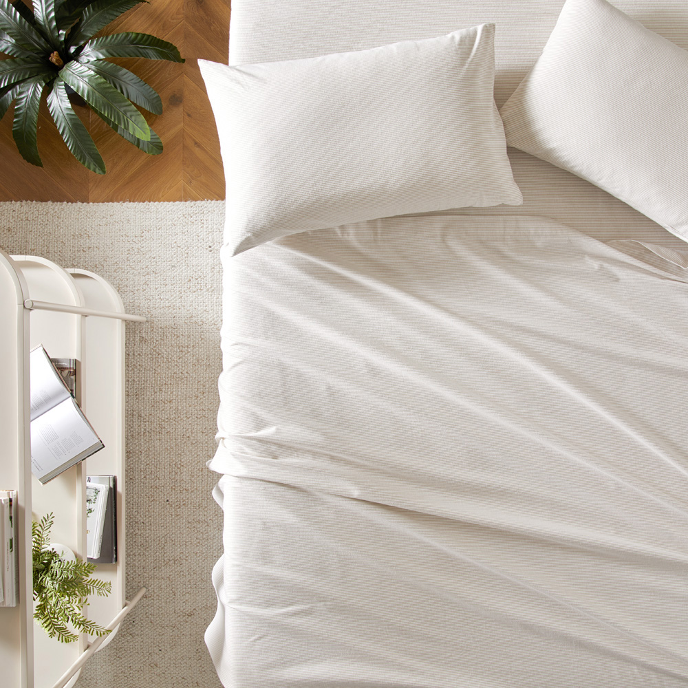 Flannelette Printed Sand Stripe Sheet Set Adairs