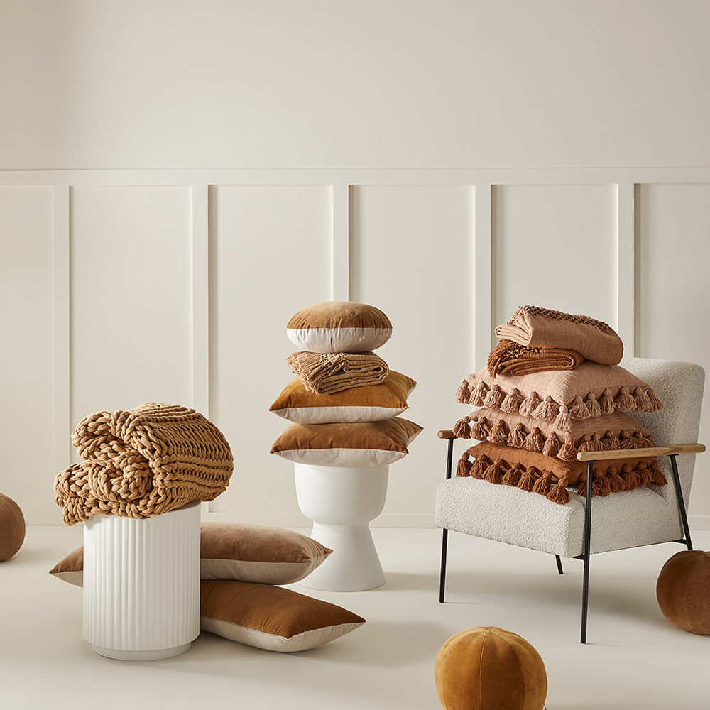 Newport Tan Chunky Knit Throw Adairs