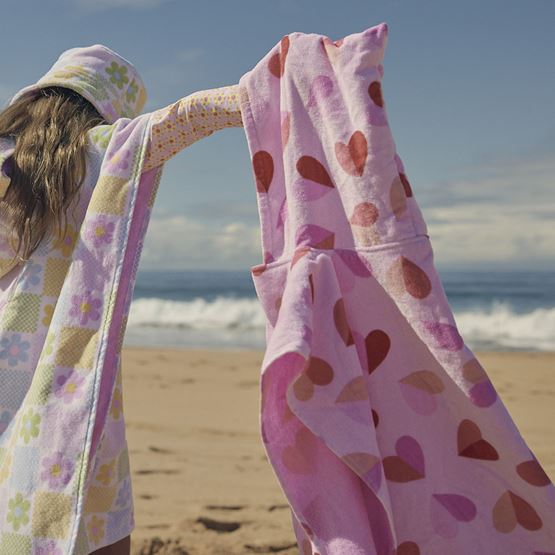 Sweet Hearts Kids Hooded Beach Towel