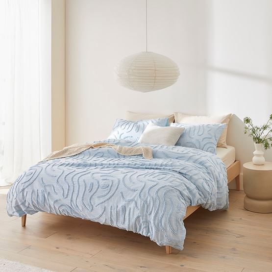 Swirl Sky Blue Tufted Quilt Cover Separates
