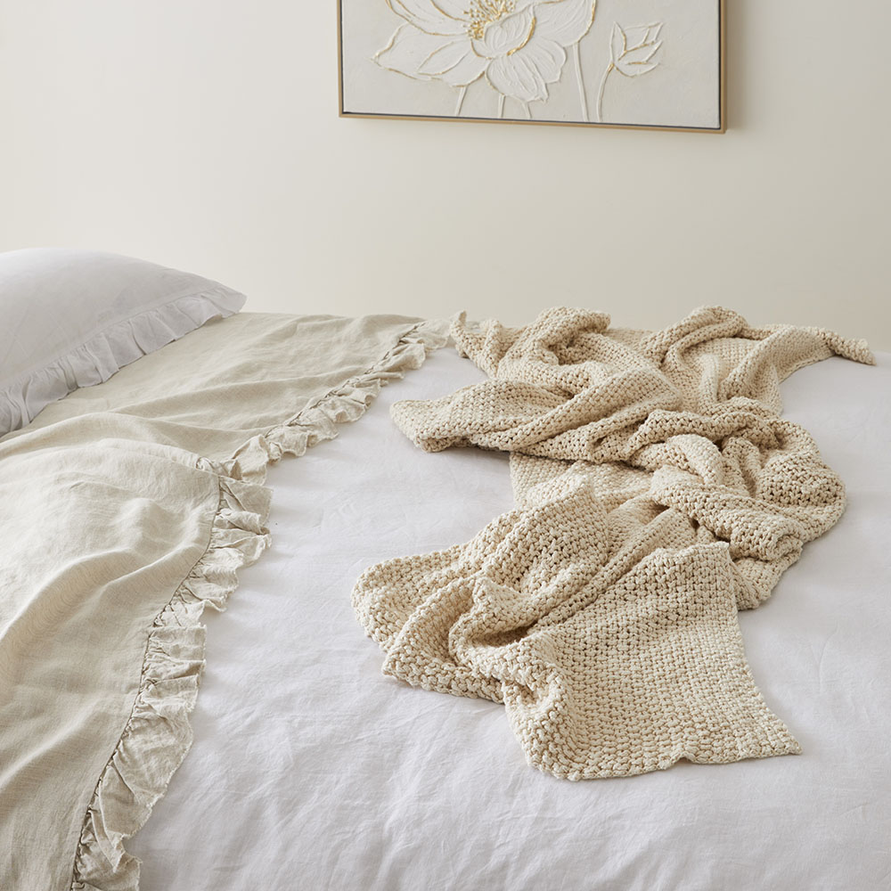 Hallstatt Natural Chunky Knit Throw Adairs