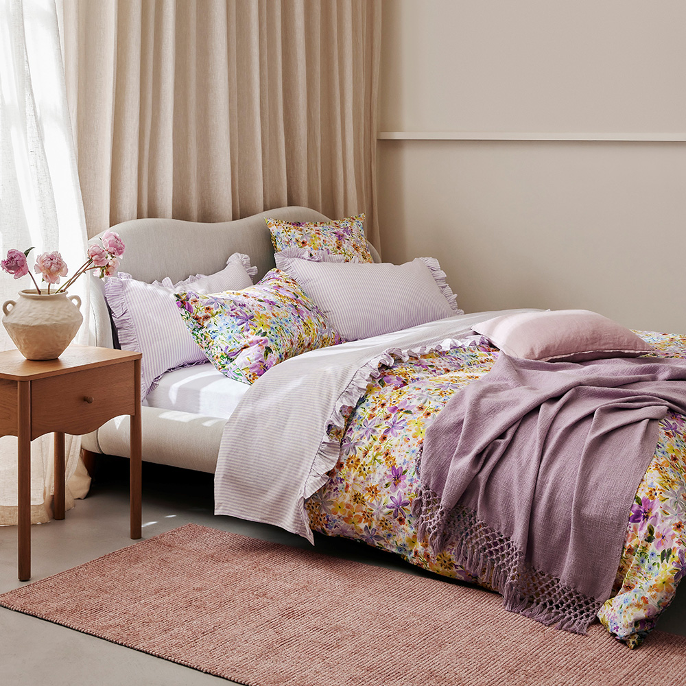 Sienna Floral Lilac Quilt Cover Set + Separates Adairs