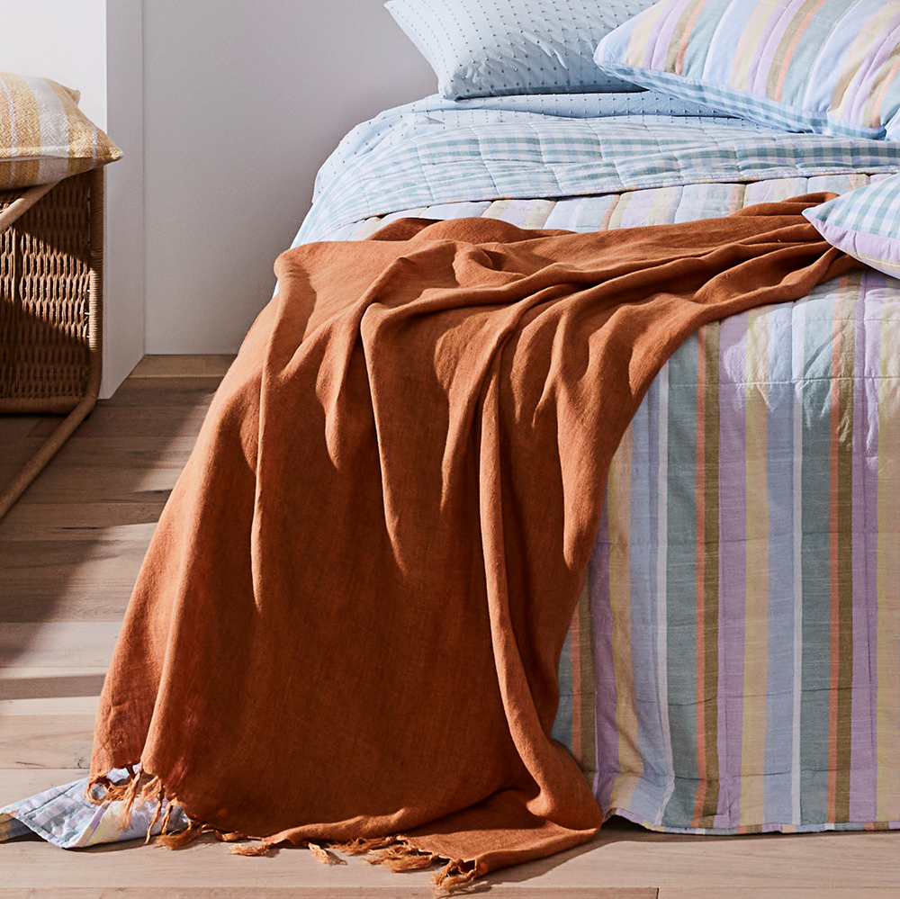 Rust linen on sale throw