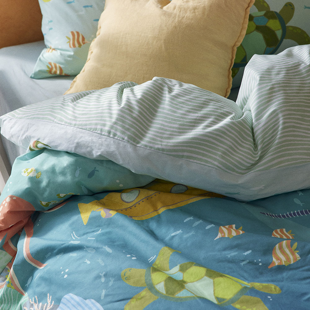Adairs Kids What Lives In The Ocean Sea Green Quilt Cover Set Adairs