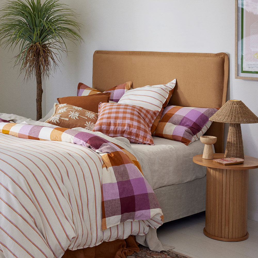 Stockholm Tobacco Belgian Linen Bedhead Slip Cover Adairs