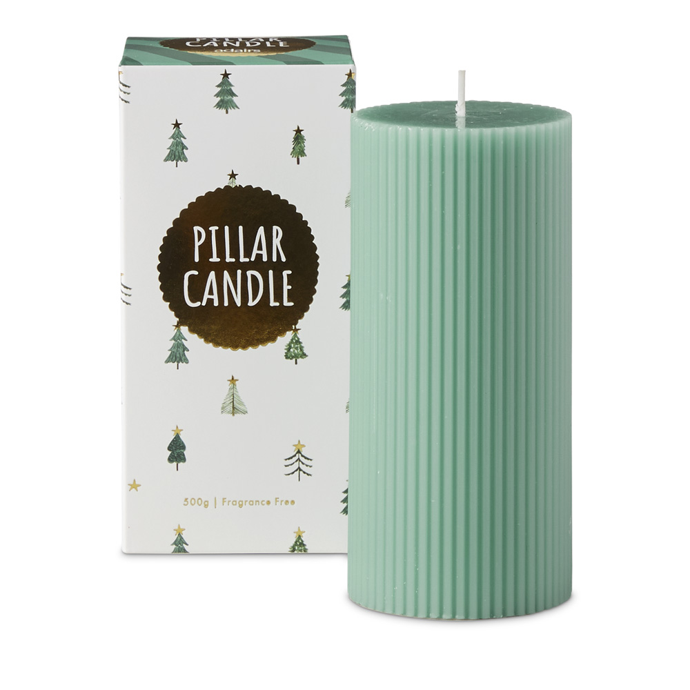Green pillar candles discount