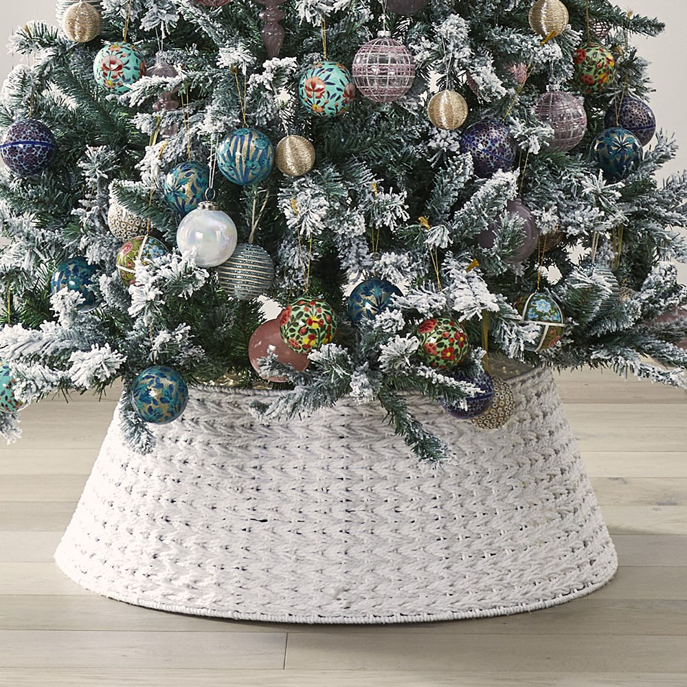 Christmas Tree White Basket Weave Skirt Adairs