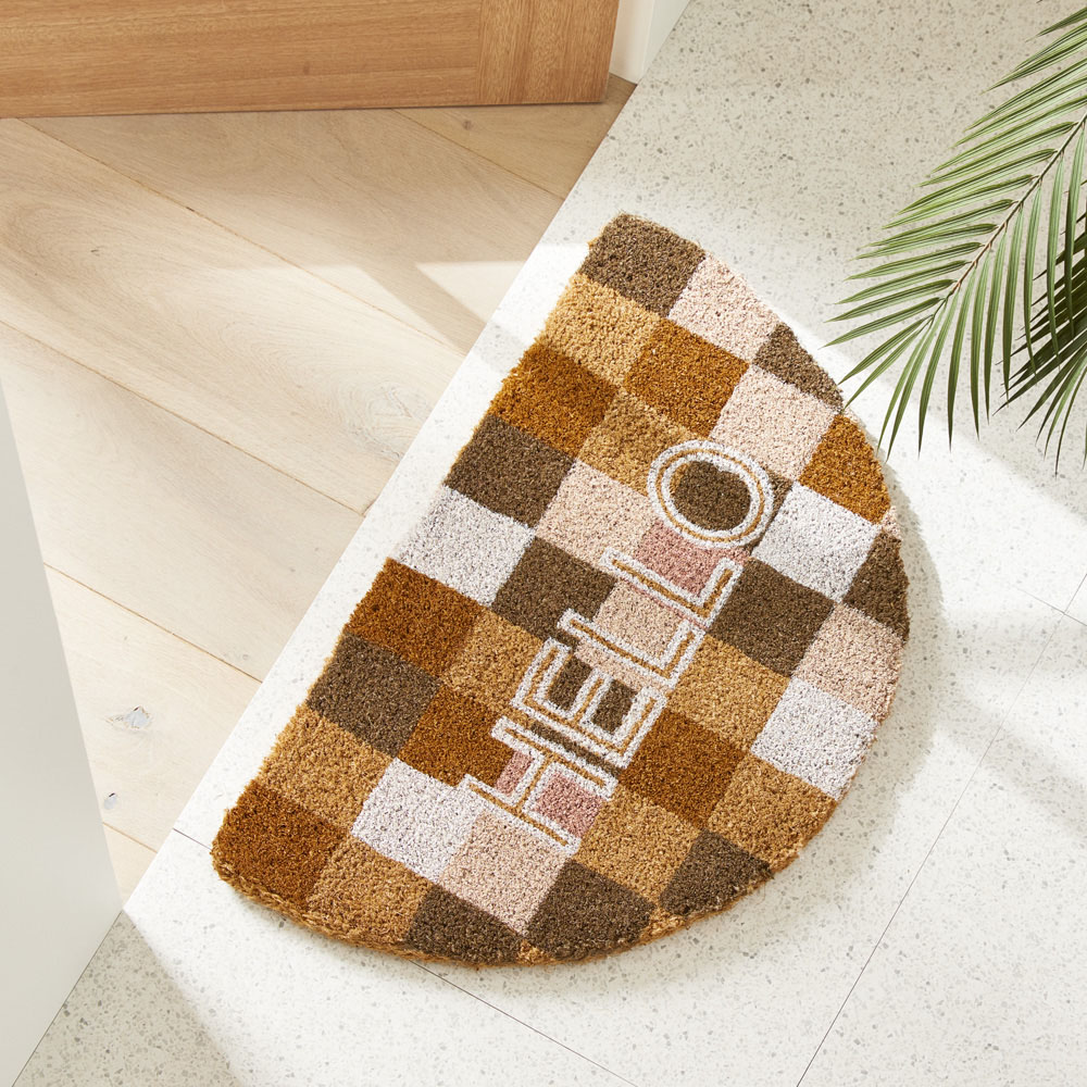 Coir Hello Check Doormat Adairs