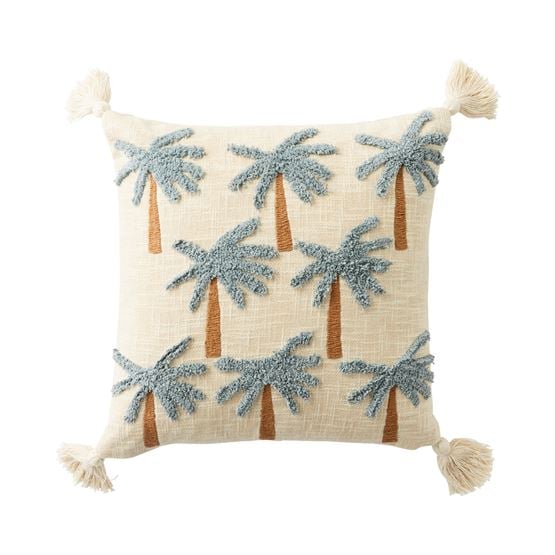 Palm Tufted Light Denim Cushion