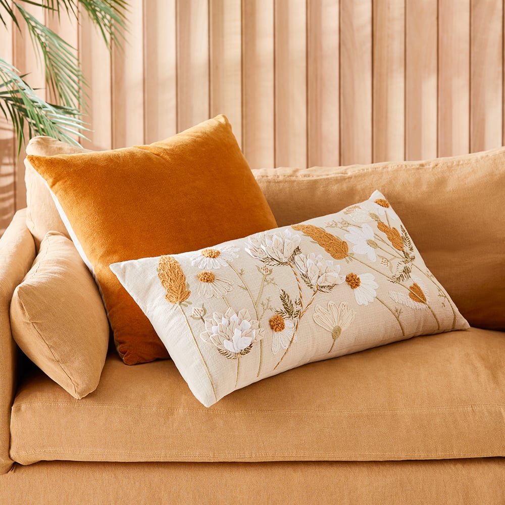 Orange floral cushions sale