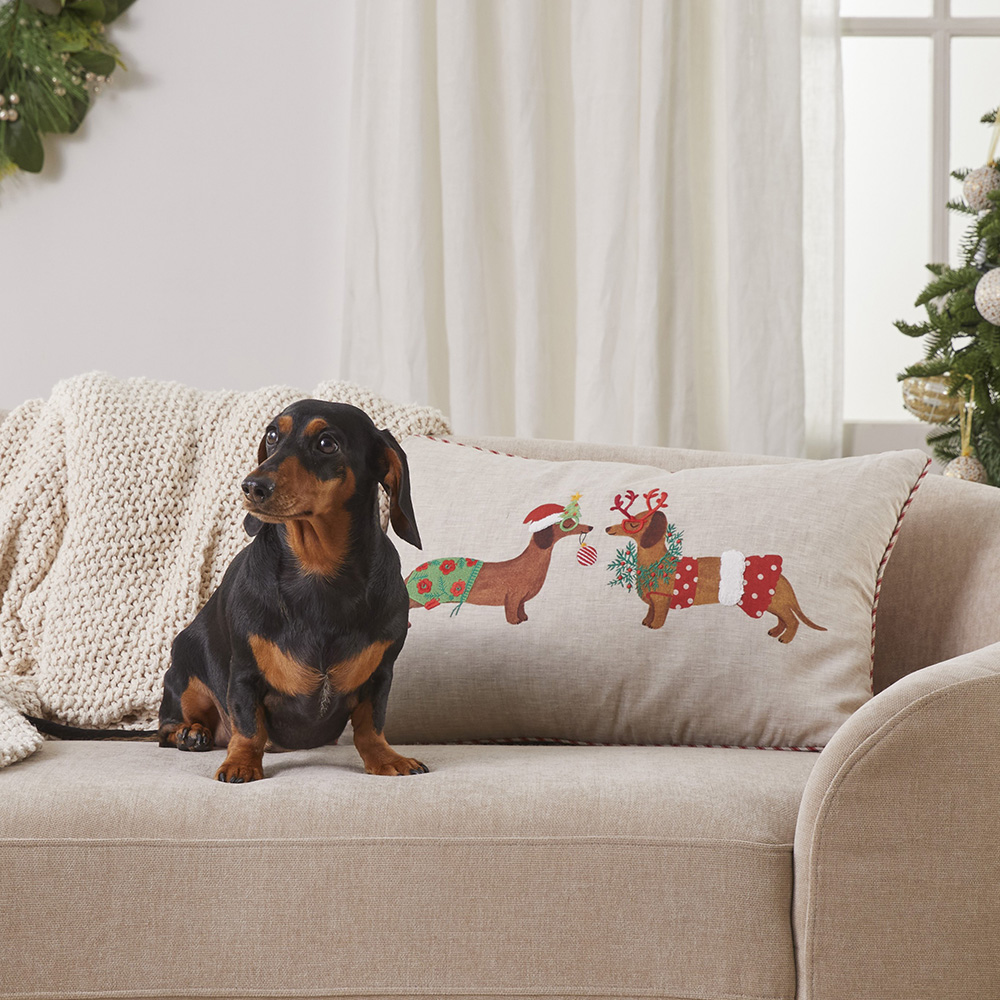 Festive Dachshund Cushion Adairs