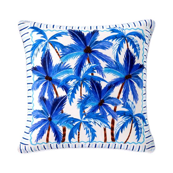 Outdoor Blue Palm Cushion