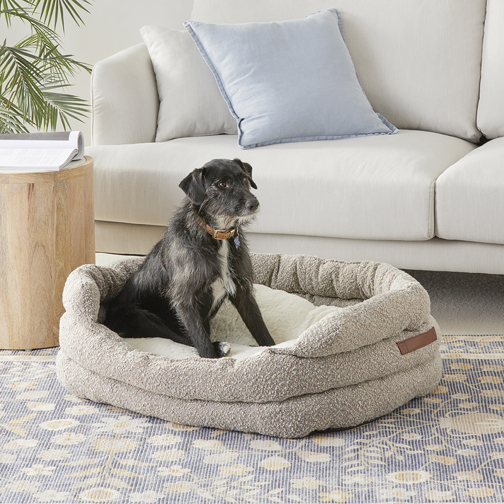 Fetch Ziggy Corduroy Dove Boucle Pet Bed Adairs