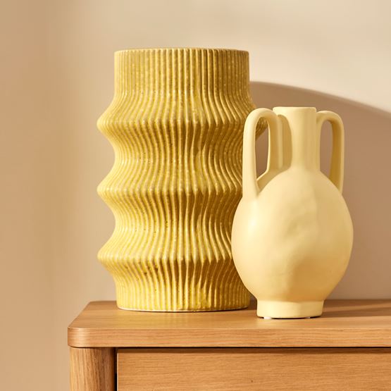 Citron Yellow Ripple Vase