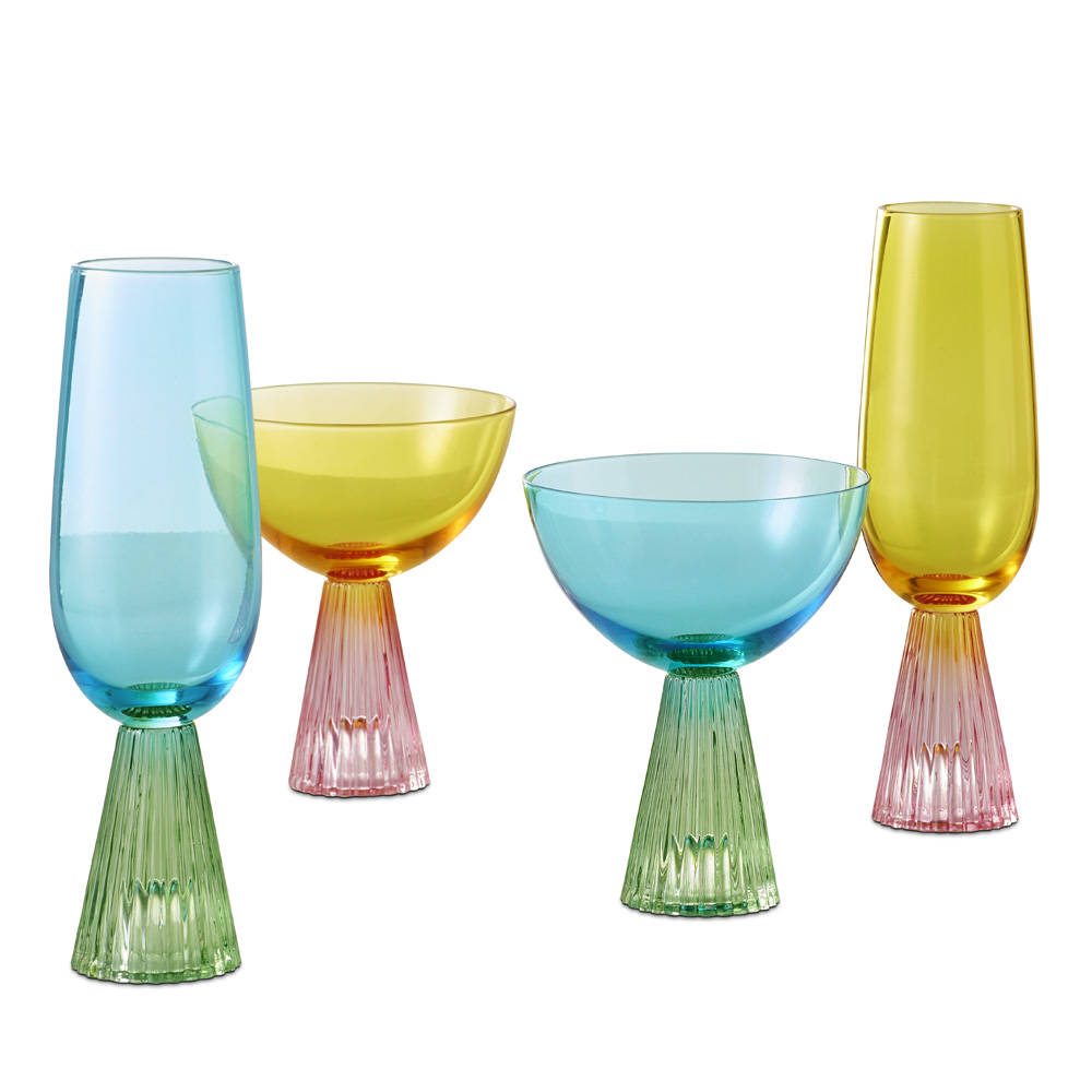 Retro Yellow & Pink Coupe Glass Pack of 2 Adairs