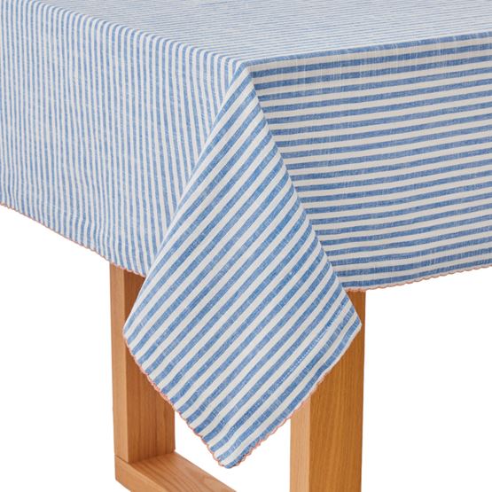 Seville Blue Stripe Tablecloth