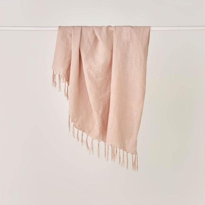 Iris Nude Pink Linen Cotton Throw
