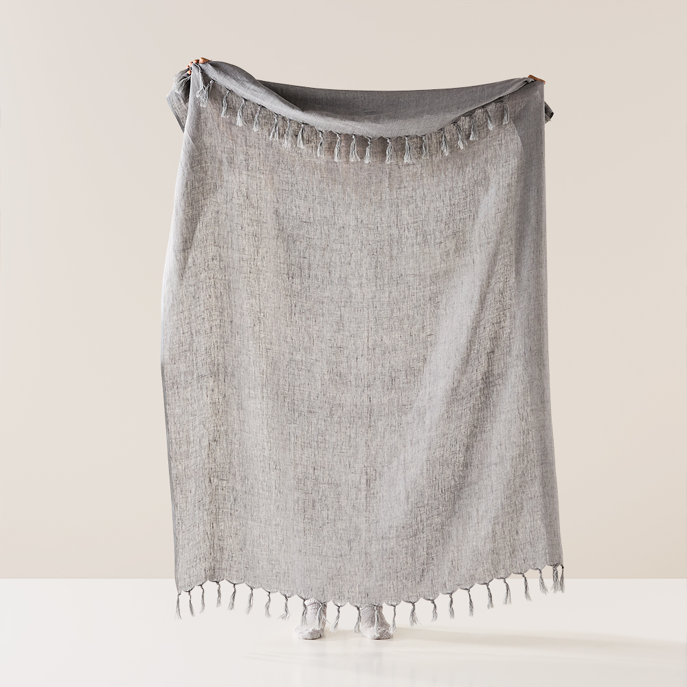 Malmo Grey Linen Throw Adairs