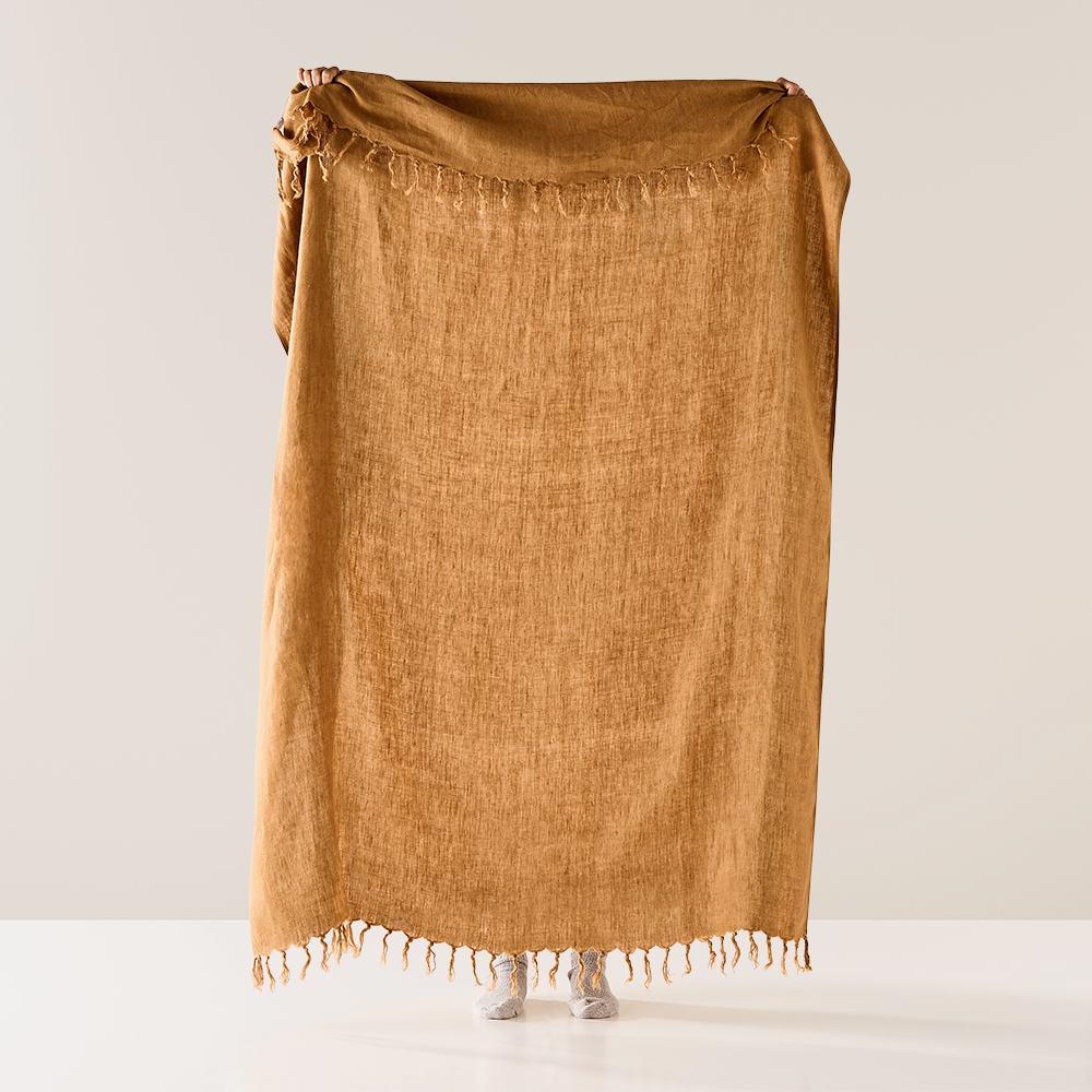 Malmo Spice Linen Throw Adairs