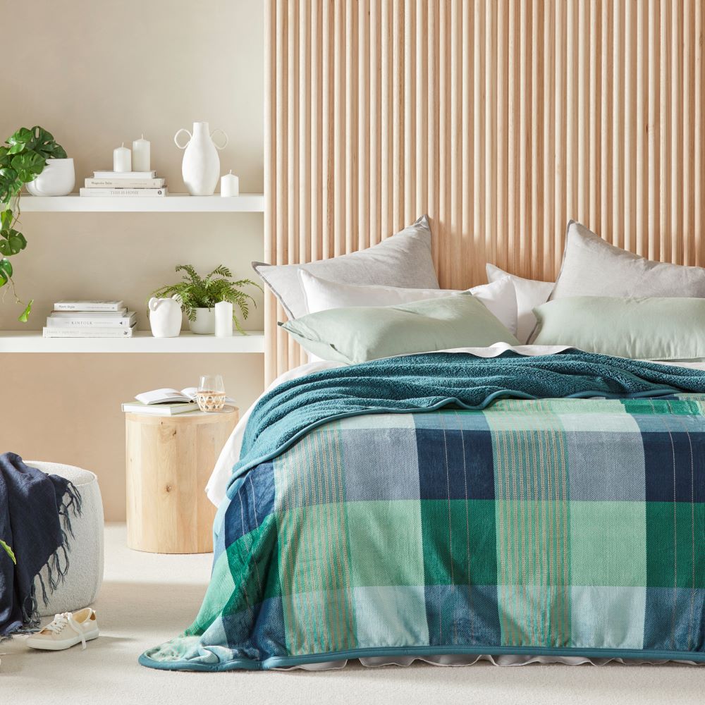 Sherpa Navy Oban Check Blanket Adairs