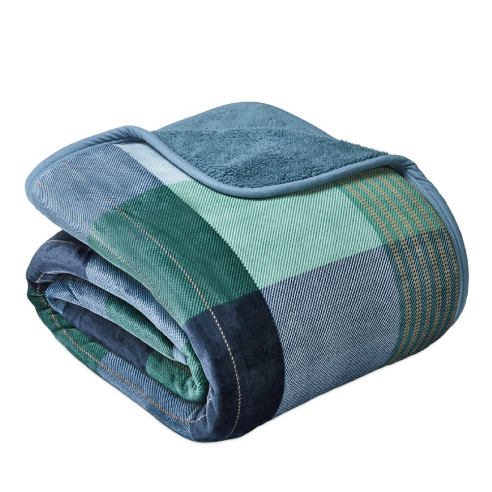 Sherpa Navy Oban Check Blanket Adairs